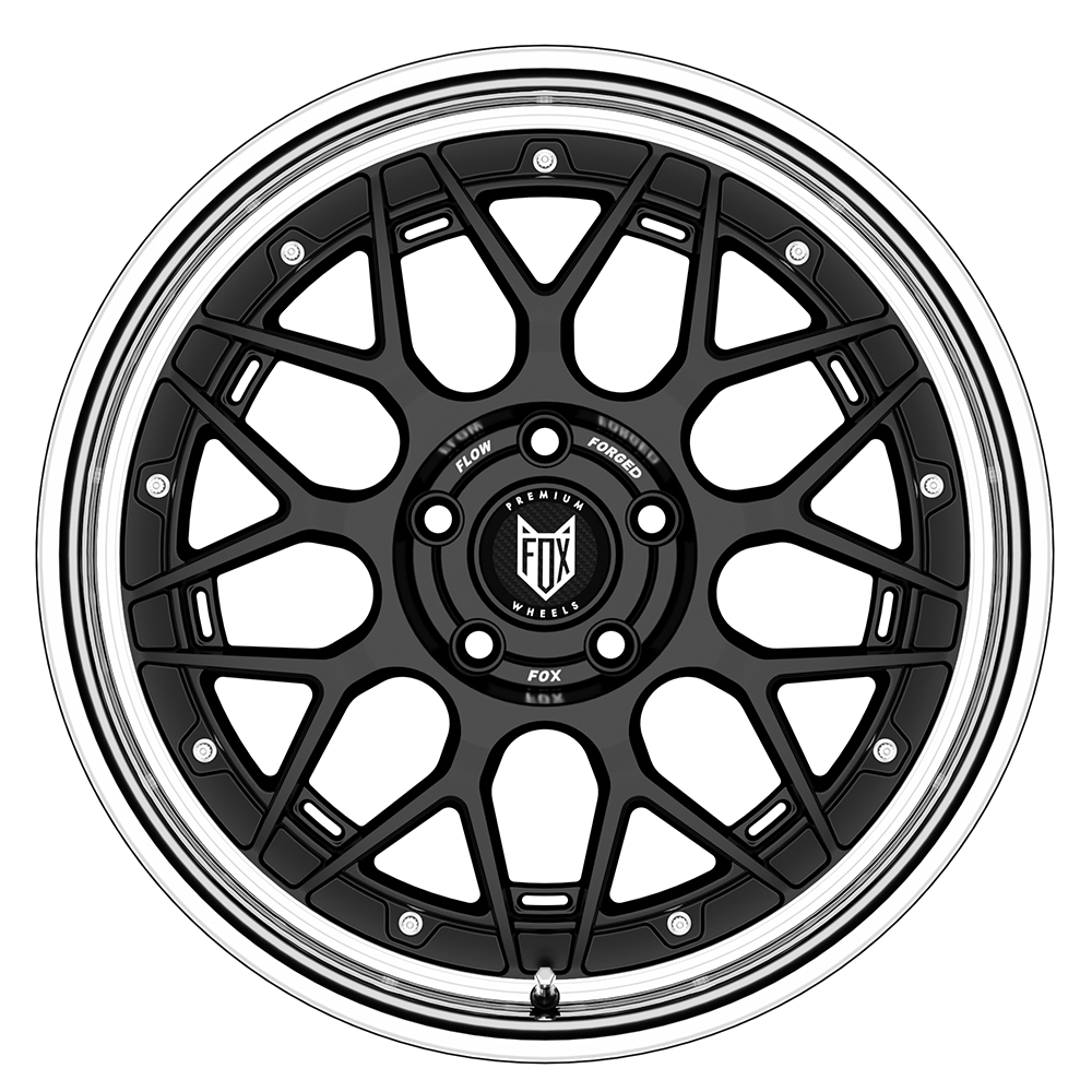 FOX HIRO 18x8 ET38 5x108 Gloss Black Polish Lip