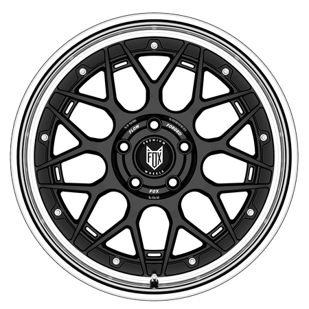 FOX HIRO 19x8 ET32 5x112 Gloss Black Polish Lip