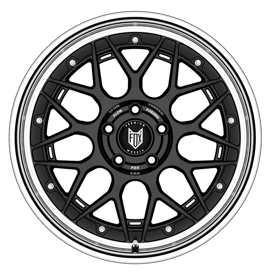 FOX HIRO 18x8.5 ET40 5x114.3 Gloss Black Polish Lip