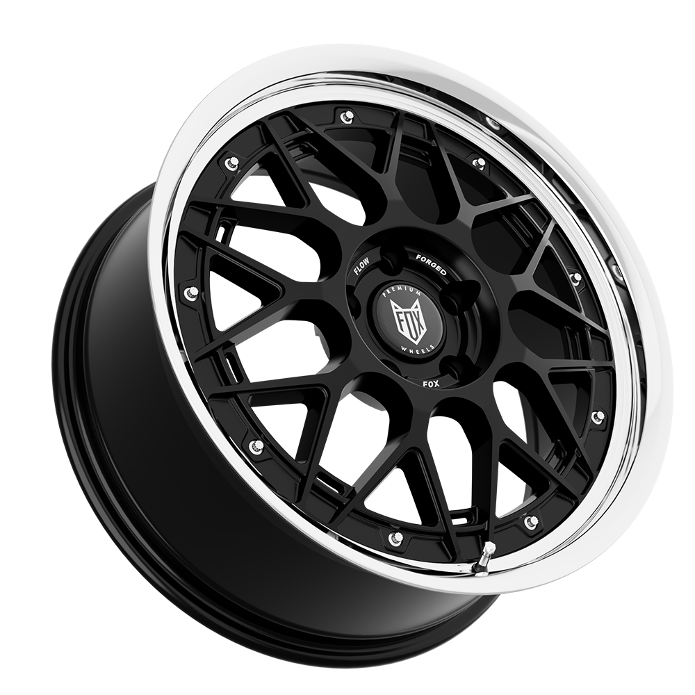 FOX HIRO 18x8 ET38 5x108 Gloss Black Polish Lip