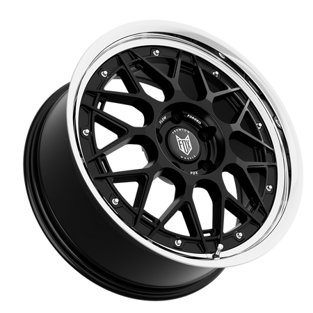 FOX HIRO 18x8 ET38 5x108 Gloss Black Polish Lip