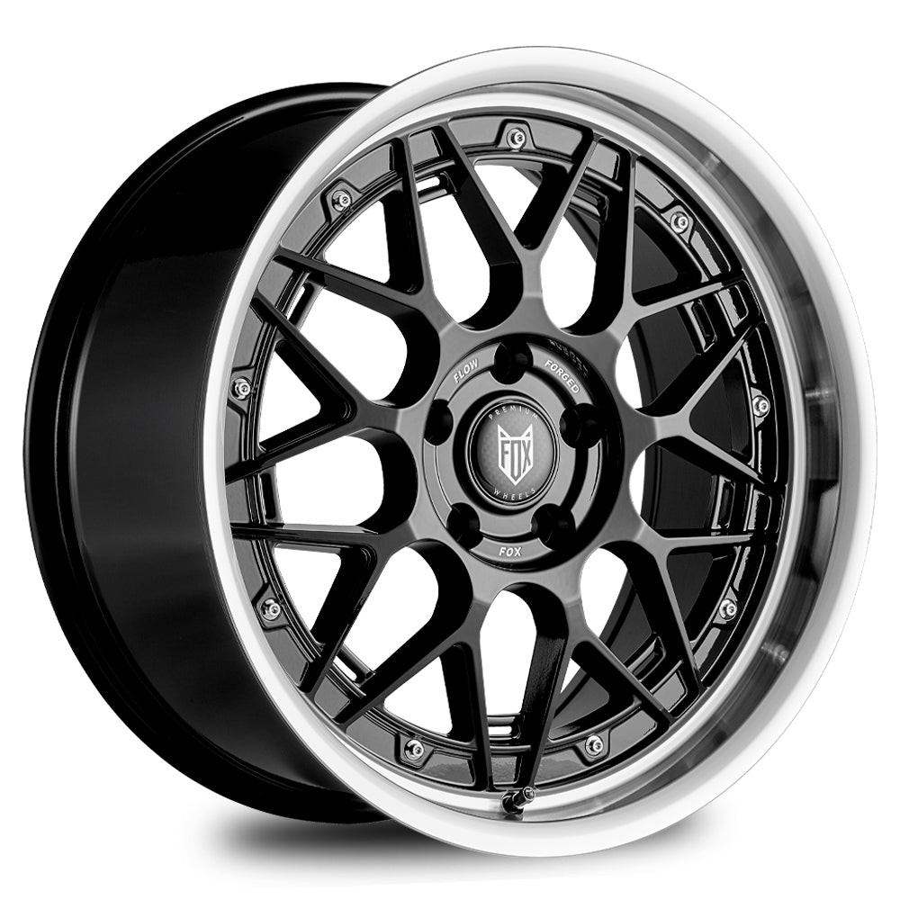 FOX HIRO 19x8 ET32 5x112 Gloss Black Polish Lip