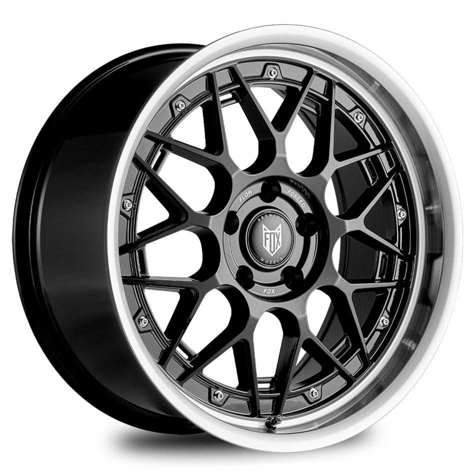 FOX HIRO 17x7.5 ET38 4x100 Gloss Black Polish Lip