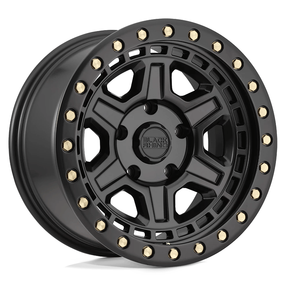 Black Rhino Hard Alloys RENO 17x9 ET-18 5x127 Matte Black w/ Brass Bolts