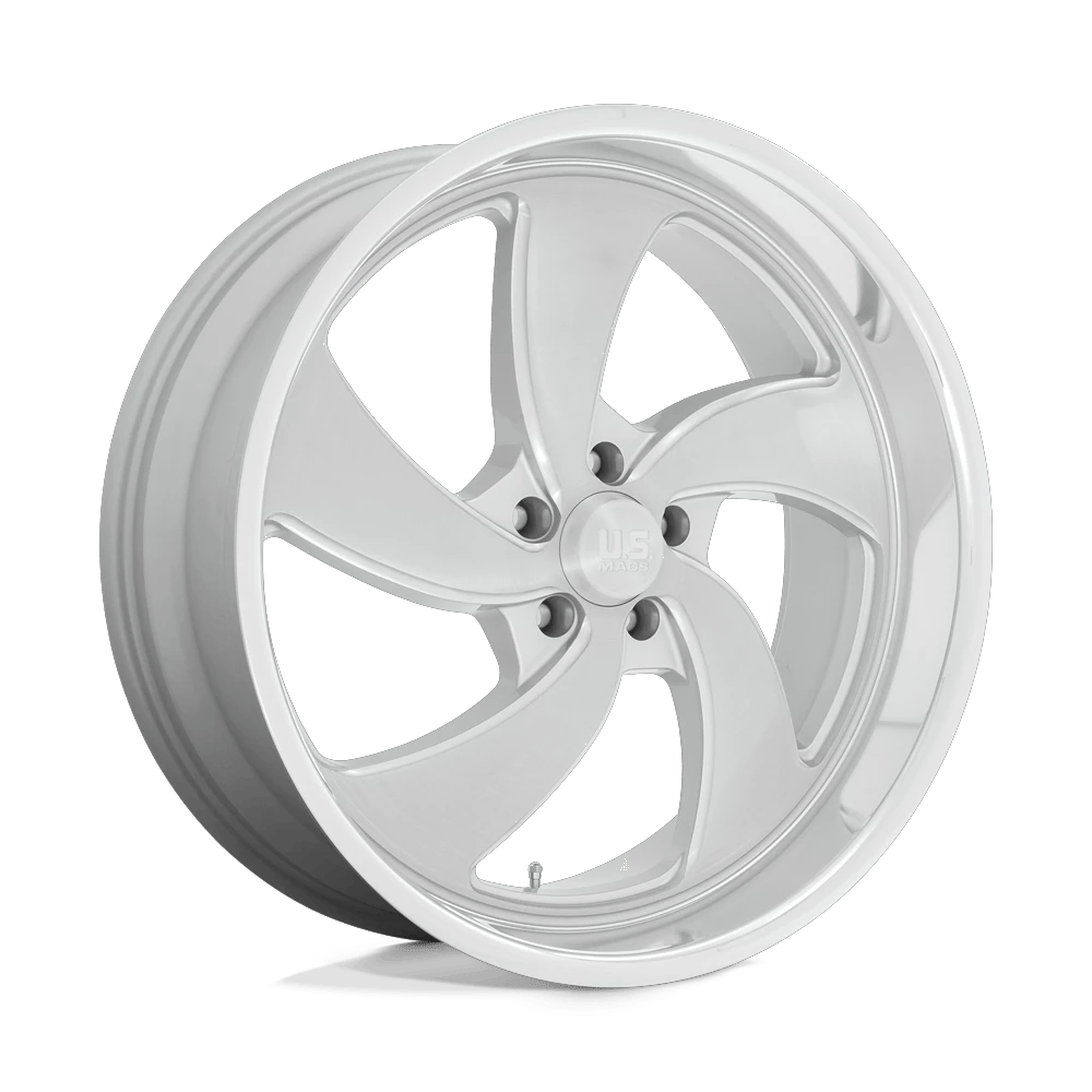 US Mag 1PC U134 DESPERADO 22x10.5 ET1 5x127 Silver Brushed Face Milled Diamond Cut Lip