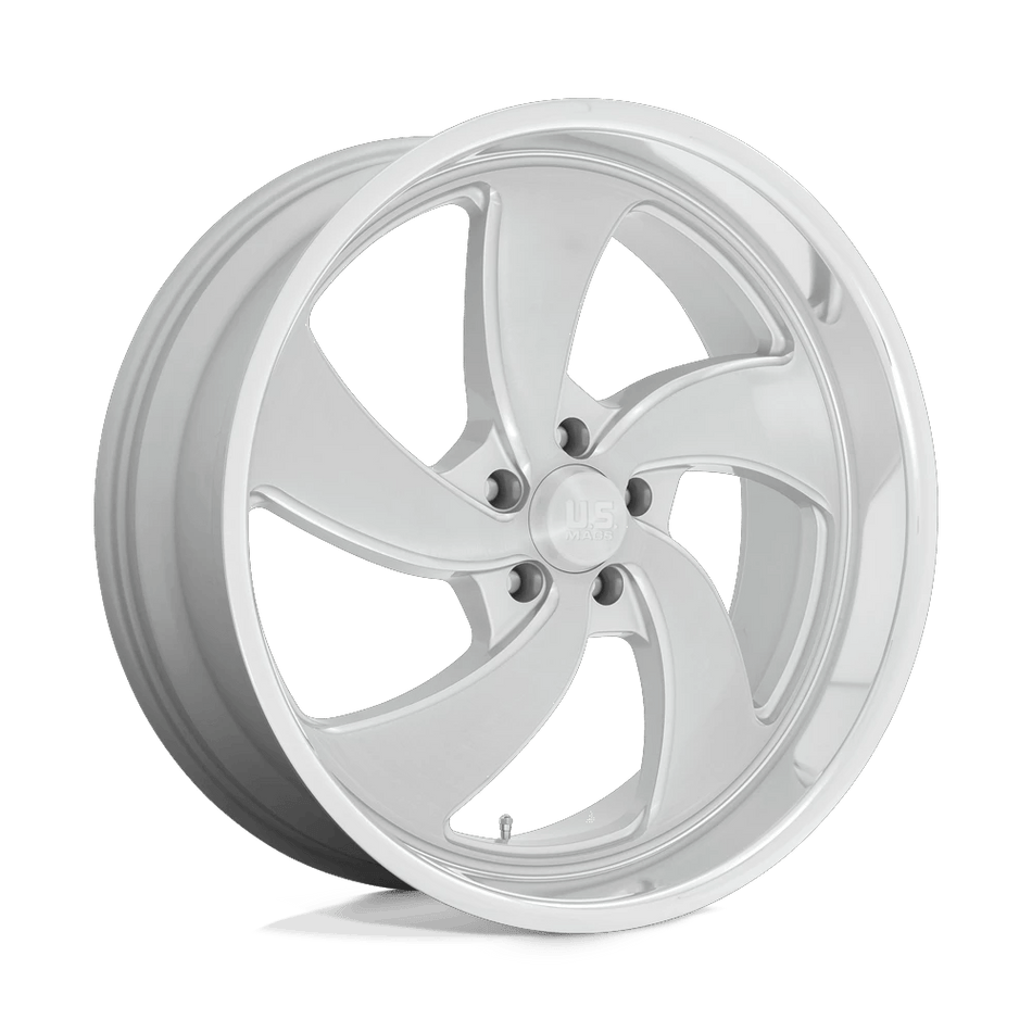 US Mag 1PC U134 DESPERADO 22x10.5 ET1 5x127 Silver Brushed Face Milled Diamond Cut Lip