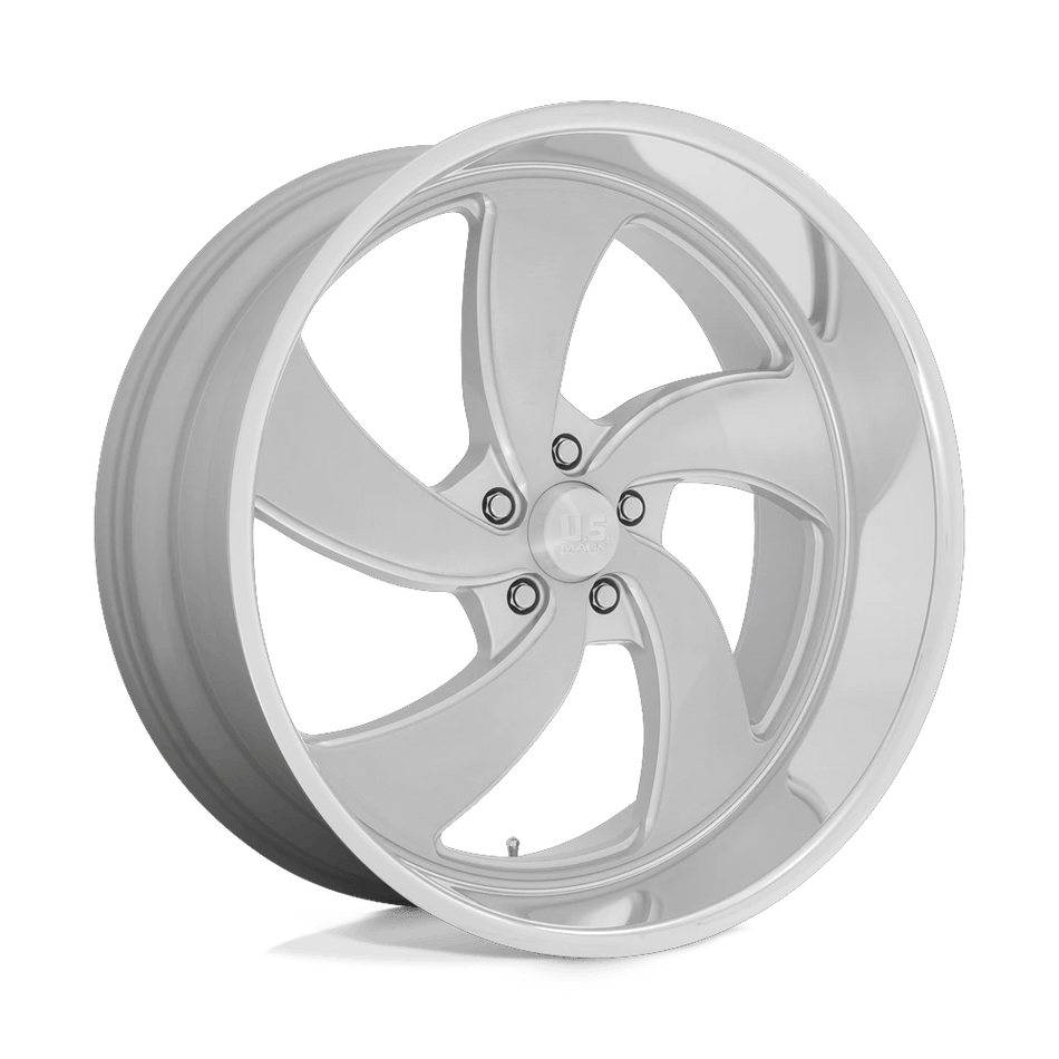 US Mag 1PC U134 DESPERADO 24x10 ET5 5x127 Silver Brushed Face Milled Diamond Cut Lip