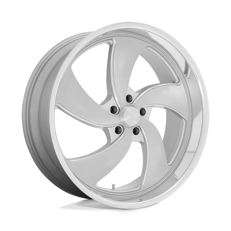 US Mag 1PC U134 DESPERADO 24x9 ET1 5x127 Silver Brushed Face Milled Diamond Cut Lip