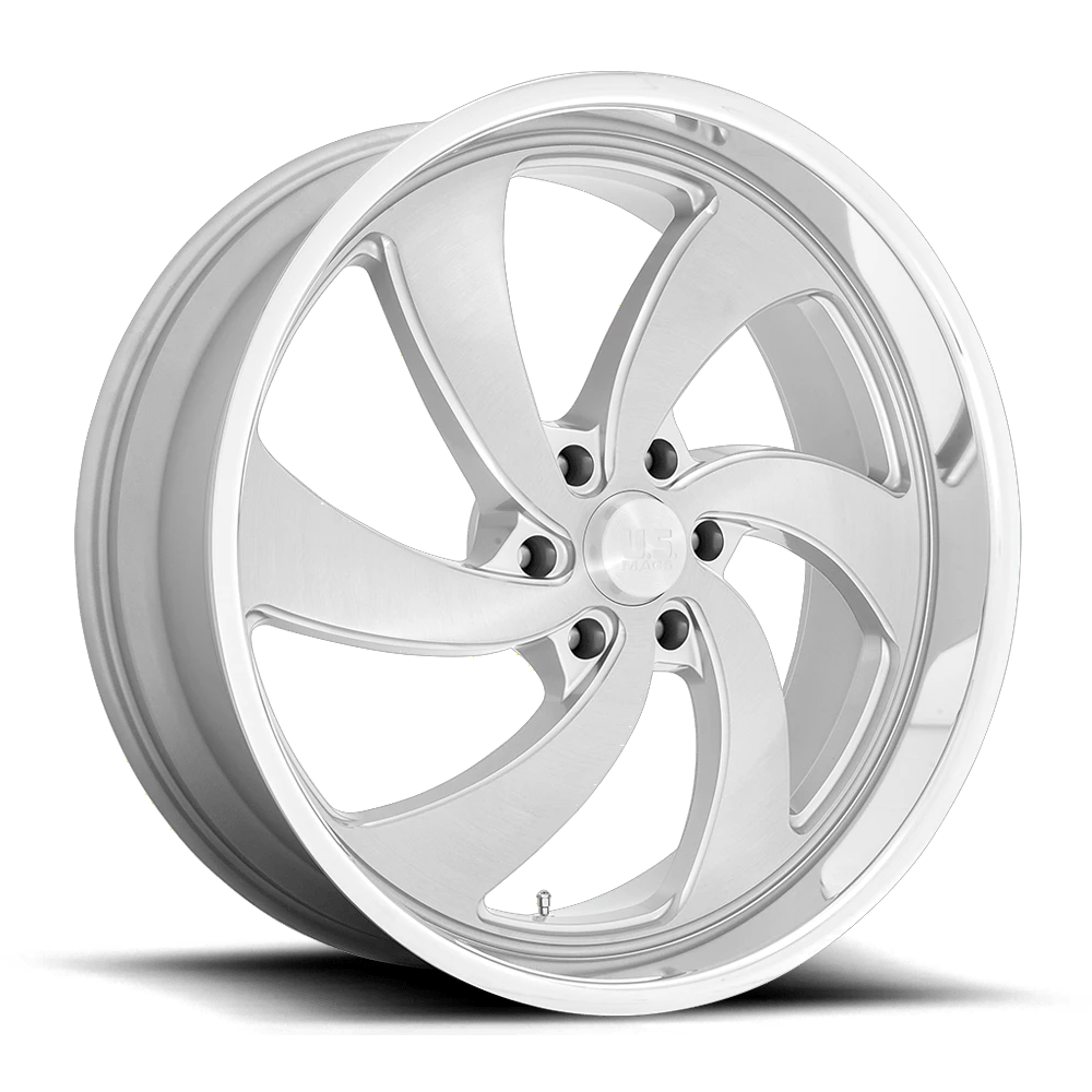 US Mag 1PC U134 DESPERADO 24x9 ET25 6x139.7 Silver Brushed Face Milled Diamond Cut Lip