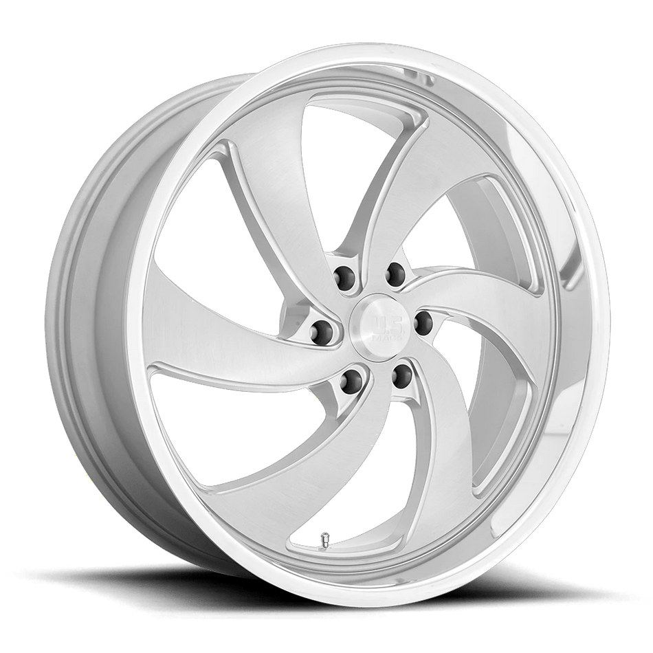 US Mag 1PC U134 DESPERADO 24x9 ET25 6x135 Silver Brushed Face Milled Diamond Cut Lip