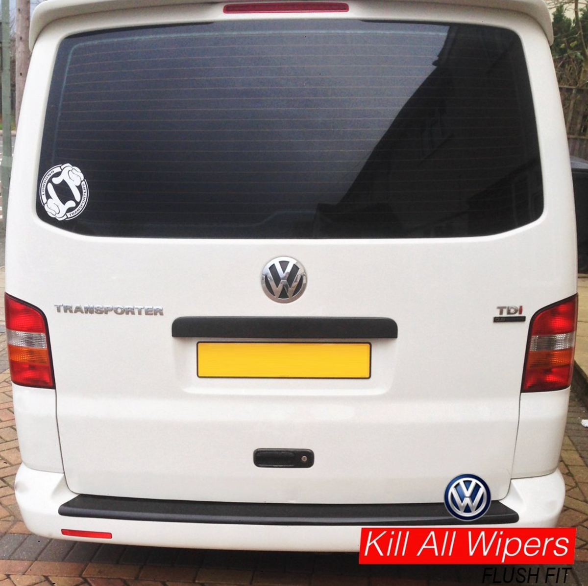 Volkswagen Transporter T5 / T6 rear wiper delete kit fitted – flush smooth OEM+ finish by Kill All Wipers
