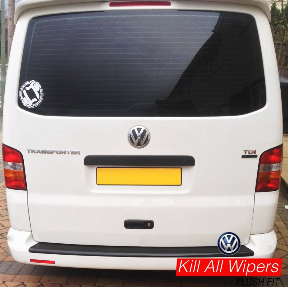 Volkswagen Transporter T5 / T6 rear wiper delete kit fitted – flush smooth OEM+ finish by Kill All Wipers