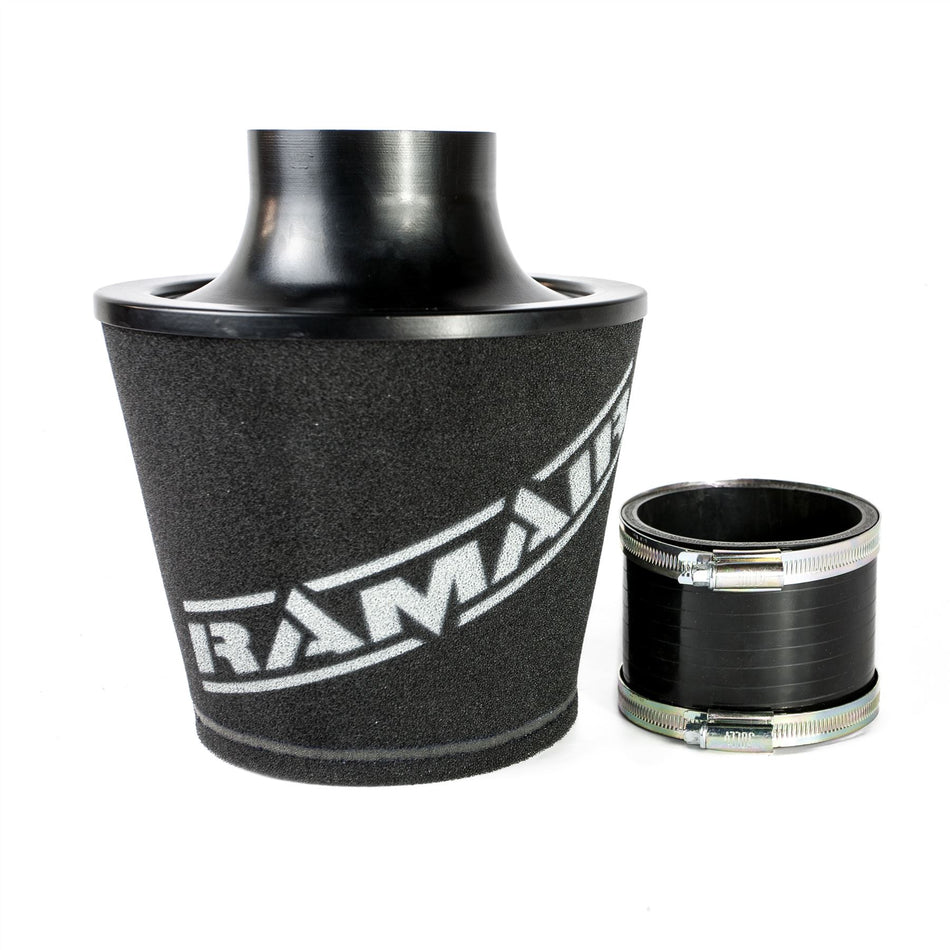Ramair JS-090-BK-KIT 90mm OD Neck Black Large Aluminium Base Cone Filter With Silicone Coupler