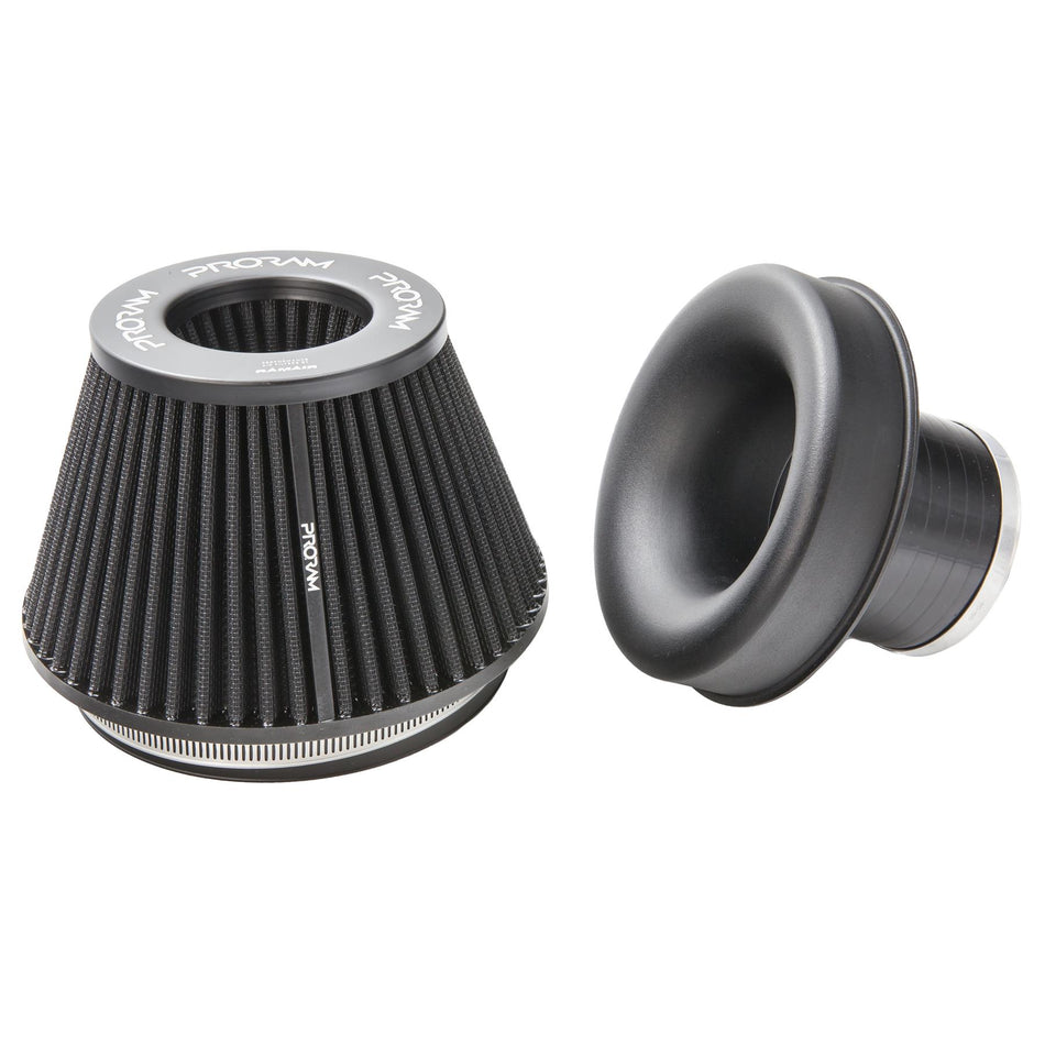 Ramair PRORAM 90mm ID Neck Medium Cone Air Filter with Velocity Stack and Coupling