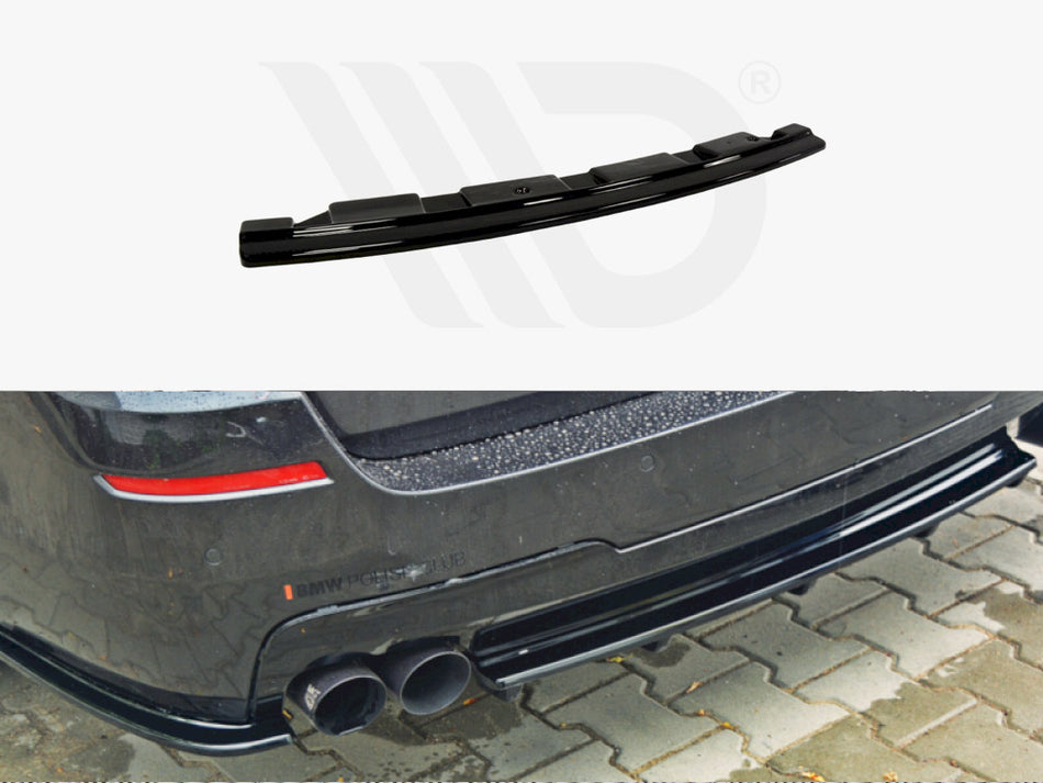 Central Rear Splitter Bmw 5 F11 M-pack - Without Vertical BARS (Fits TWO Double Exhaust Ends)