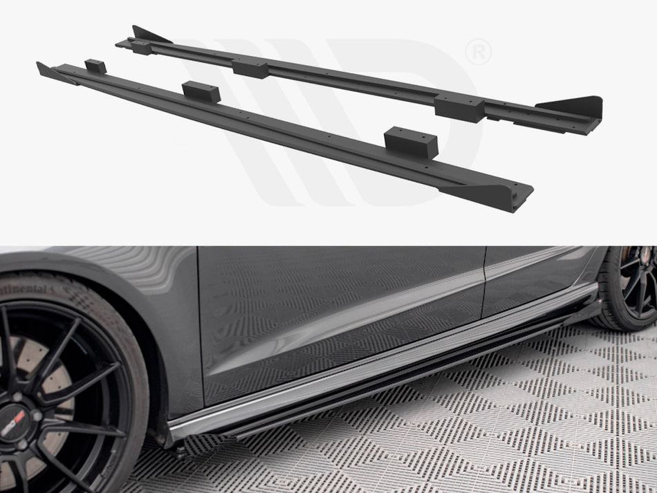 STREET PRO SIDE SKIRTS DIFFUSERS + FLAPS AUDI S3 / A3 S-LINE SPORTBACK 8V FACELIFT