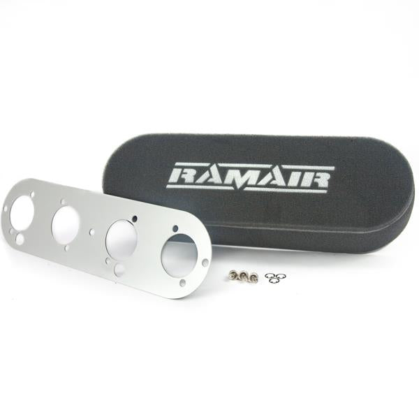 Ramair Twin Carb Air Filter & Baseplate Vauxhall 2.0 16v Weber DCOE 80mm Internal Height