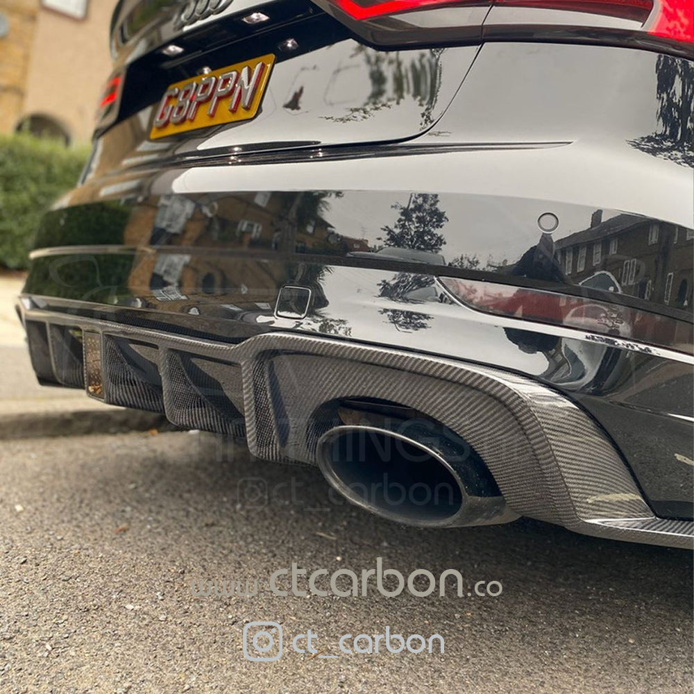 AUDI RS3 8V SALOON REAR CARBON DIFFUSER WITH DTM LIGHT - CT Carbon