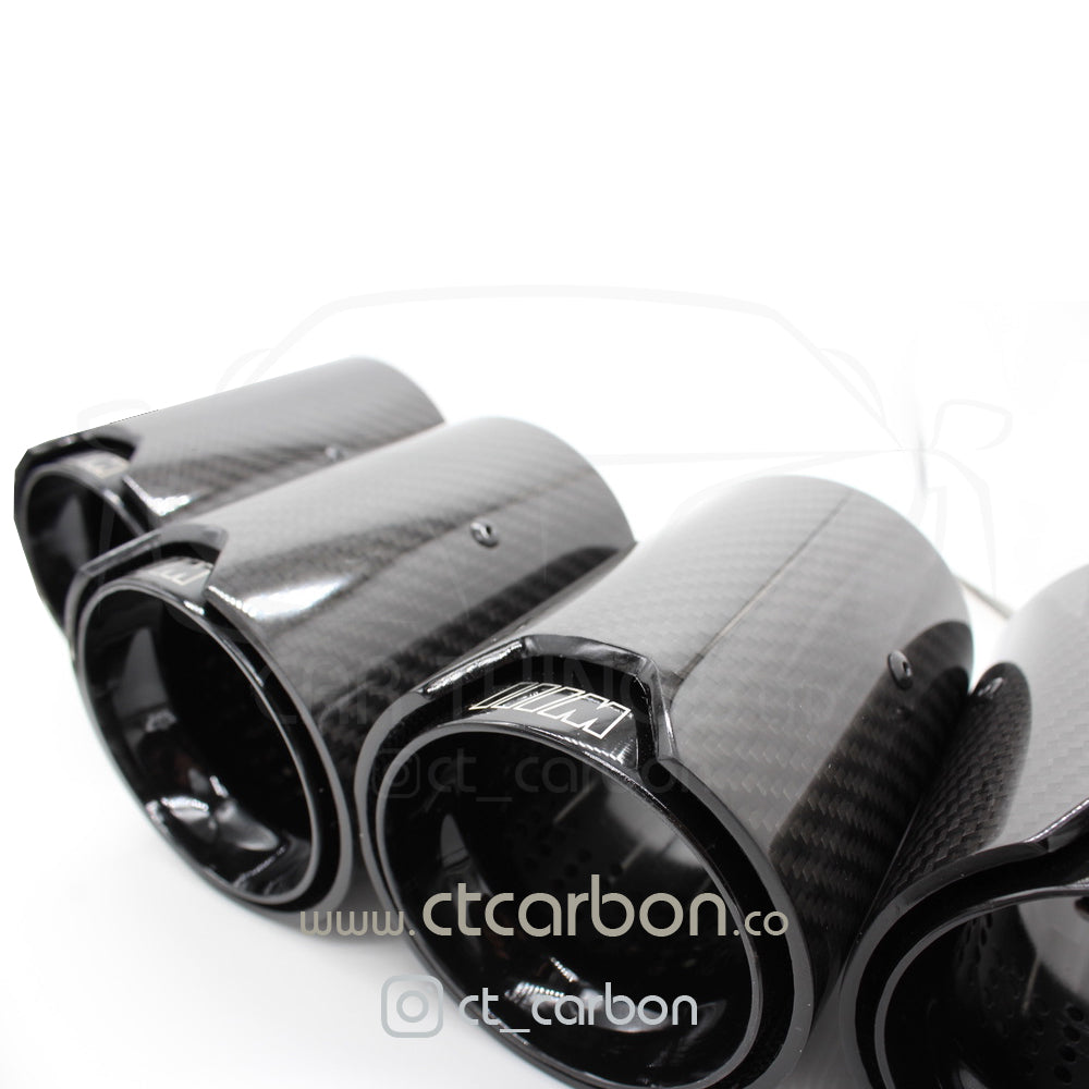 BMW CARBON EXHAUST TIPS 135i/140i/235i/240i/335i/340i/435i/440i - BLACK (SET OF 2) - CT Carbon