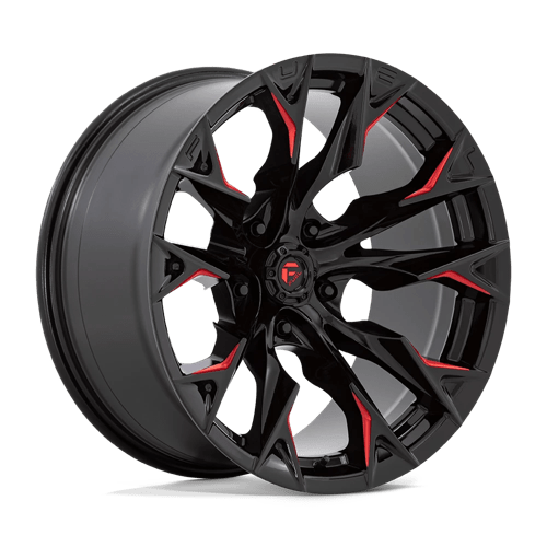 Fuel FLAME 1PC 20x10 ET-18 5x127 GLOSS BLACK MILLED W/ CANDY RED