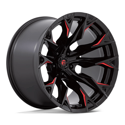 Fuel FLAME 1PC 20x12 ET-44 5x127 GLOSS BLACK MILLED W/ CANDY RED