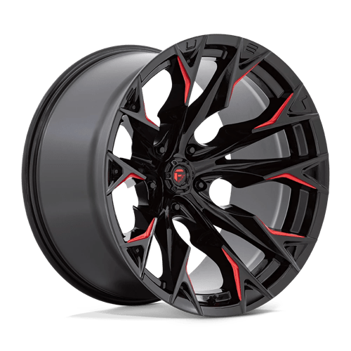 Fuel FLAME 1PC 22x12 ET-44 5x127 GLOSS BLACK MILLED W/ CANDY RED