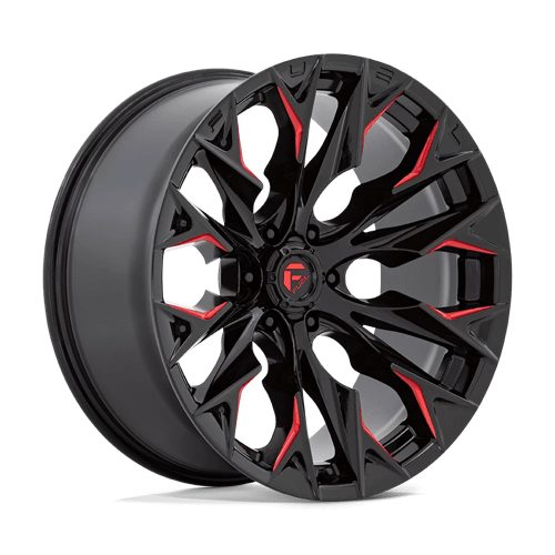 Fuel FLAME 1PC 22x10 ET-18 6x135 GLOSS BLACK MILLED W/ CANDY RED