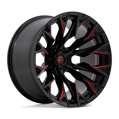 Fuel FLAME 1PC 22x12 ET-44 6x135 GLOSS BLACK MILLED W/ CANDY RED