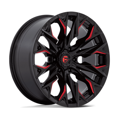 Fuel FLAME 1PC 20x9 ET1 6x135 GLOSS BLACK MILLED W/ CANDY RED