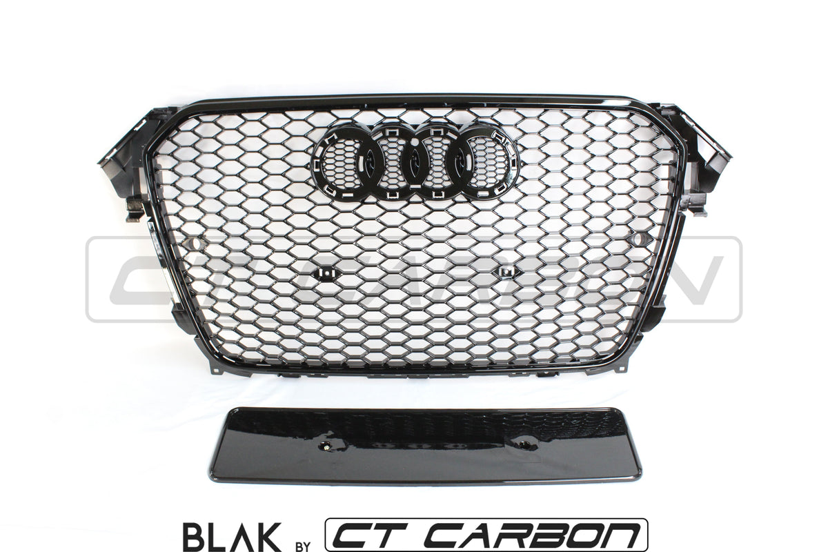 AUDI A4 S4 B8.5 2012-2016 ALL BLACK HONEYCOMB GRILL - BLAK BY CT CARBON - CT Carbon