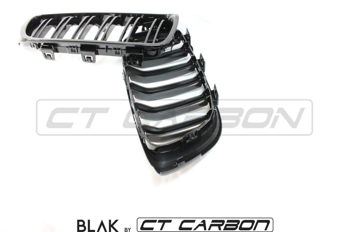 BMW M4 F82 / F83 & F32 4 SERIES DOUBLE SLAT BLACK GRILLS - BLAK BY CT CARBON - CT Carbon