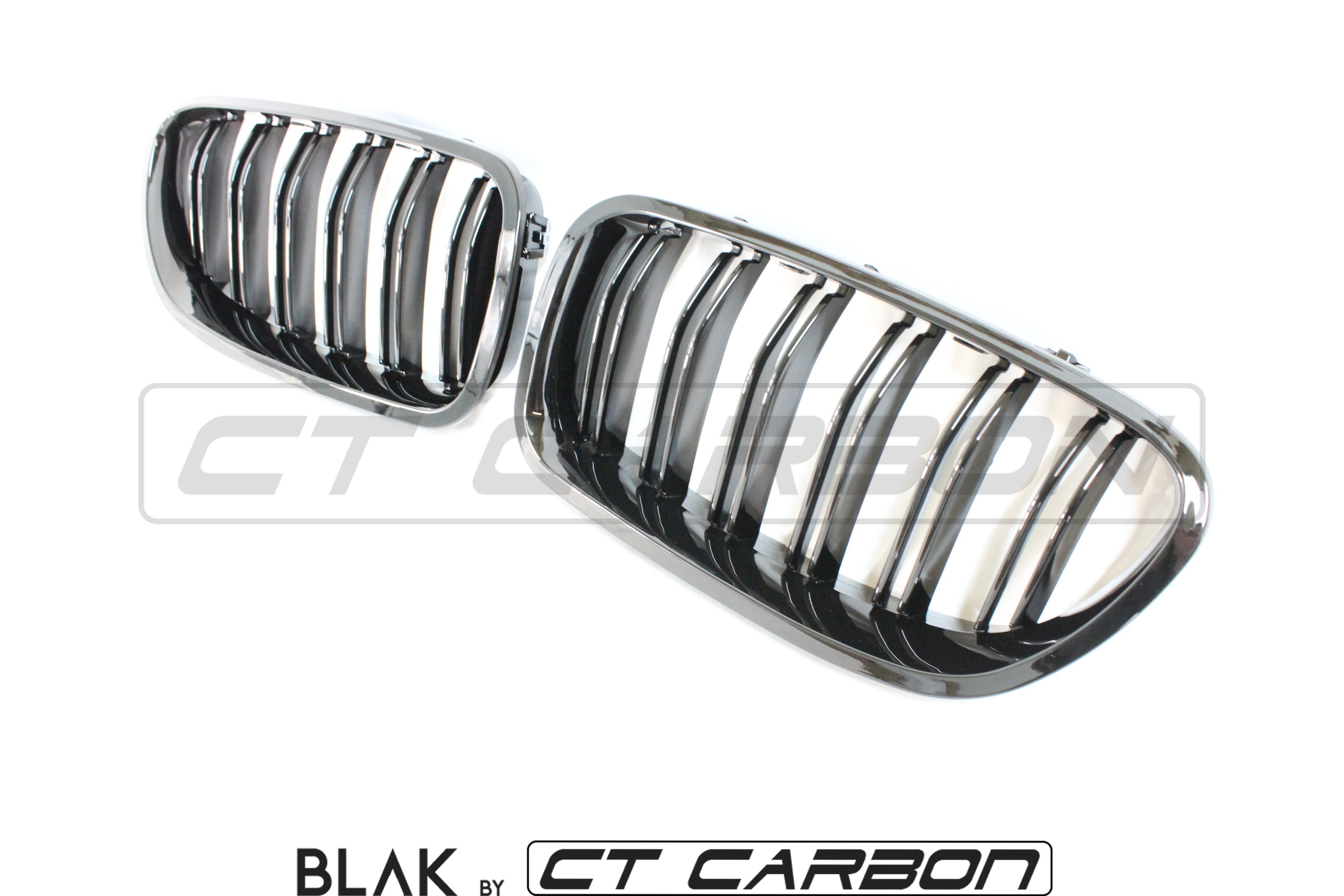 BMW F10 M5 & 5 SERIES BLACK DOUBLE SLAT GRILLS - BLAK BY CT CARBON - CT Carbon