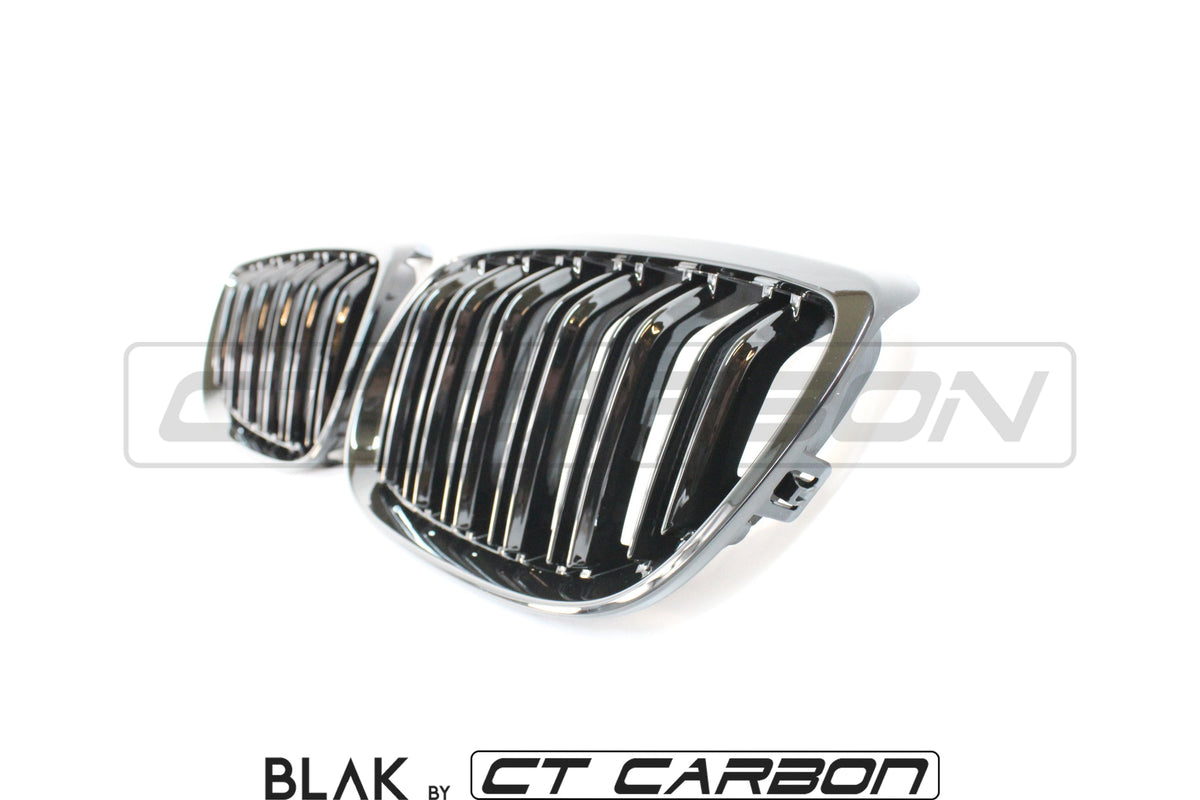 BMW M3 / 3 SERIES E92/E93 DOUBLE SLAT BLACK GRILLES - BLAK BY CT CARBON - CT Carbon
