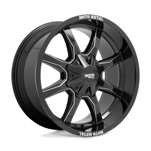 Moto Metal MO970 18x9 ET18 5x127, 5x139.7 GLOSS BLACK W/ MILLED SPOKE & MOTO METAL ON LIP