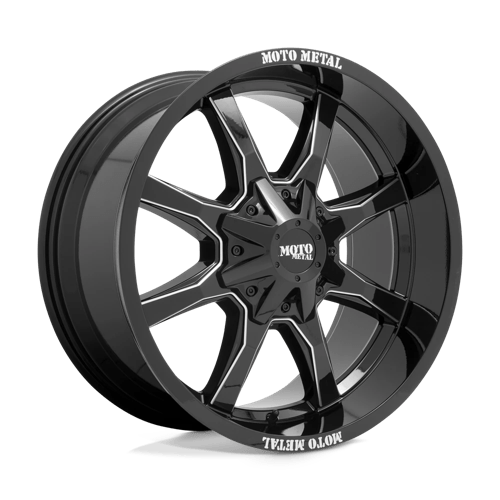 Moto Metal MO970 18x9 ET18 BLANK GLOSS BLACK W/ MILLED SPOKE & MOTO METAL ON LIP