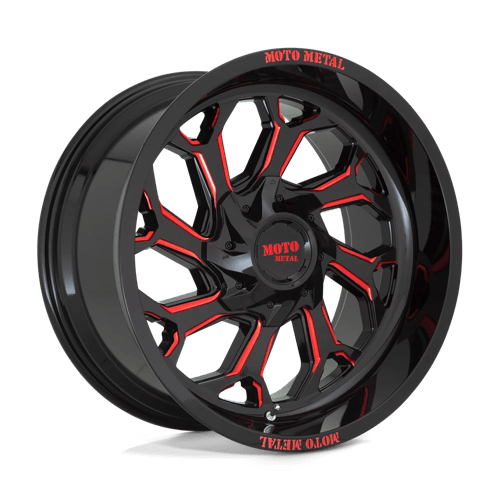 Moto Metal MO999 20x10 ET-18 3H-6H BLANK GLOSS BLACK MILLED W/ RED TINT