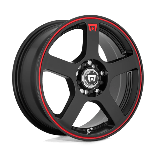 Motegi FS5 18x8 ET45 5x108, 5x114.3 MATTE BLACK W/ RED STRIPE