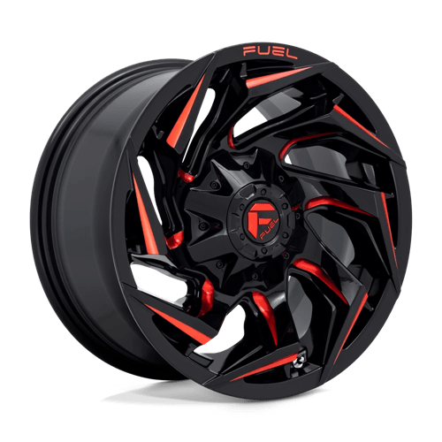 Fuel REACTION 1PC 15x8 ET-12 5x139.7 GLOSS BLACK MILLED W/ RED TINT