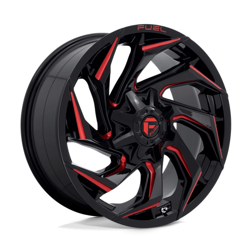 Fuel REACTION 1PC 20x9 ET20 8x165.1 GLOSS BLACK MILLED W/ RED TINT