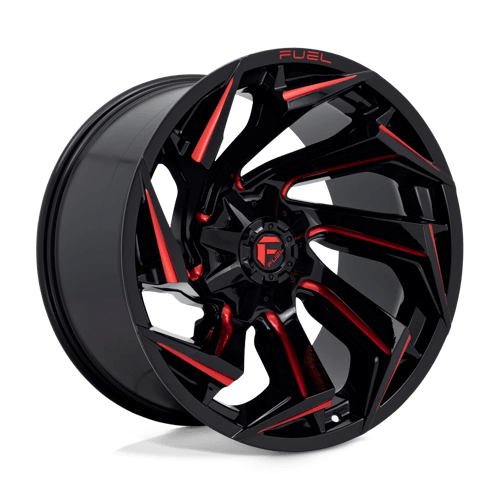 Fuel REACTION 1PC 22x12 ET-44 8x165.1 GLOSS BLACK MILLED W/ RED TINT