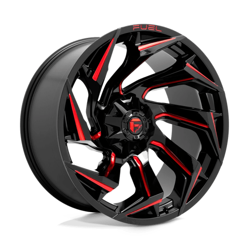 Fuel REACTION 1PC 24x12 ET-44 8x165.1 GLOSS BLACK MILLED W/ RED TINT