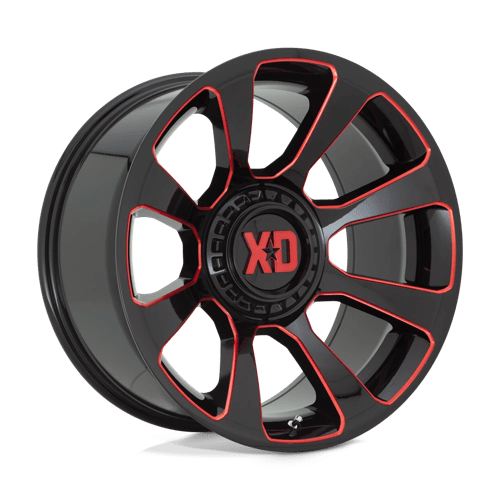 XD REACTOR 20x10 ET-18 6x135, 6x139.7 GLOSS BLACK MILLED W/ RED TINT