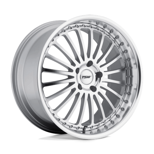 TSW SILVERSTONE 17x8 ET20 5x120 SILVER W/ MIRROR CUT FACE & LIP