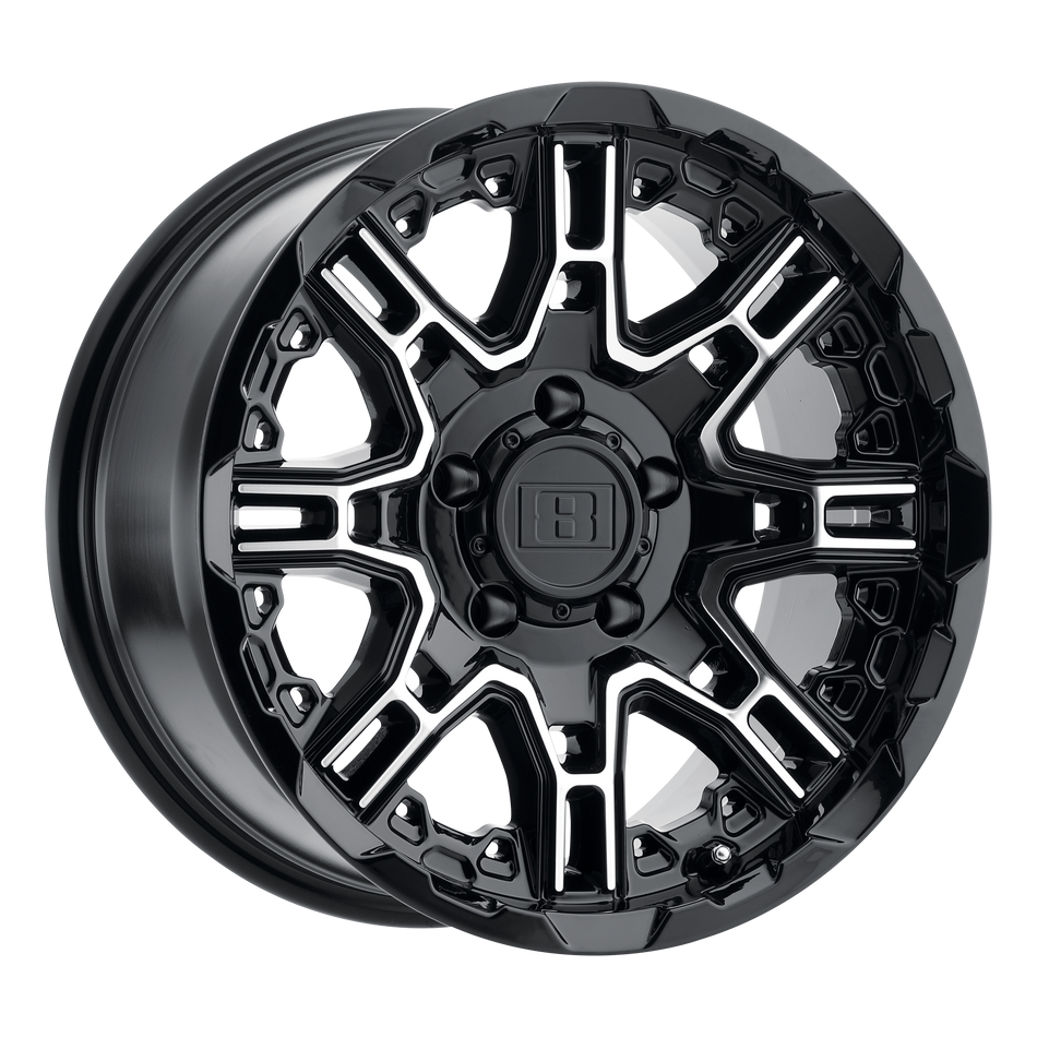 Level 8 SLINGSHOT 22x10 ET-12 6x139.7 GLOSS BLACK W/ MACHINED FACE