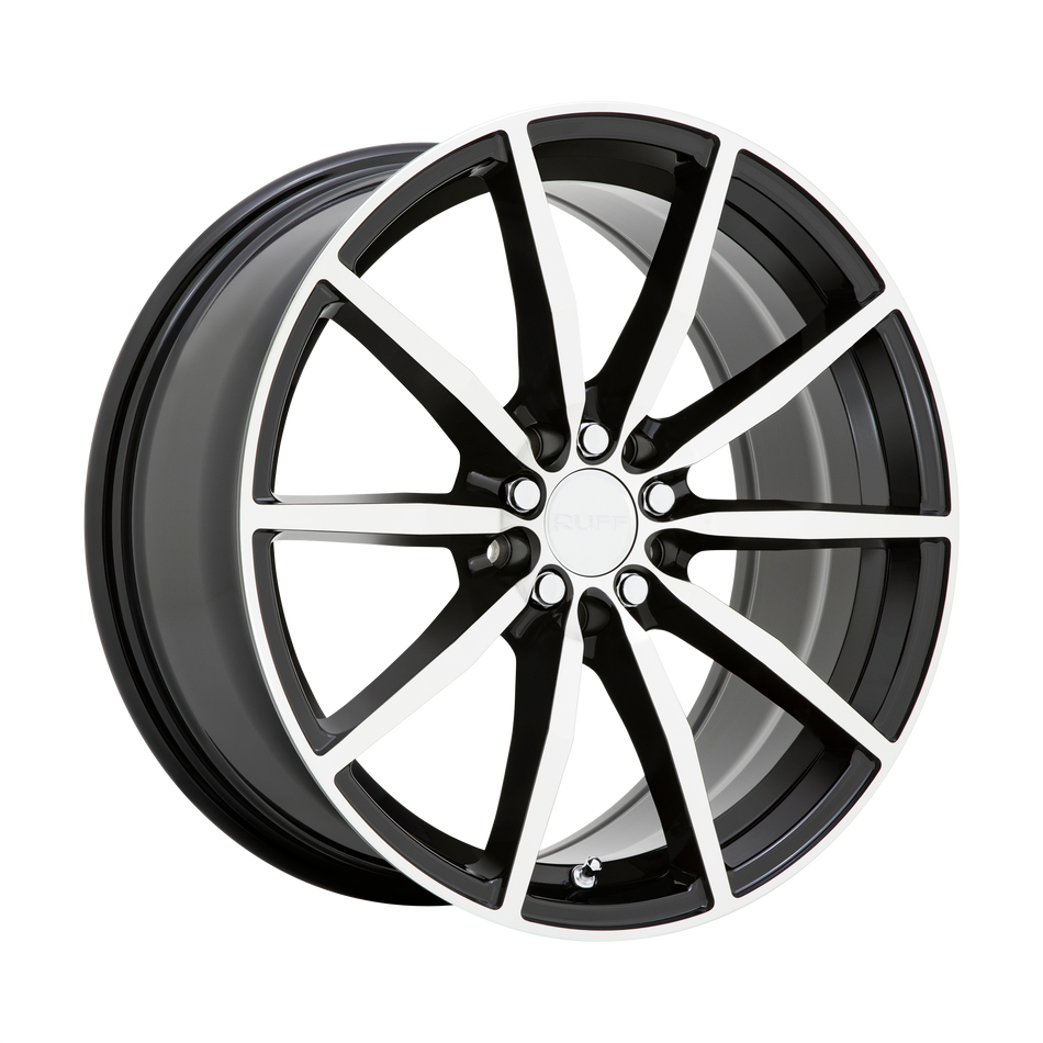 Ruff BURNOUT 18x8 ET38 5x108, 5x114.3 GLOSS BLACK W/ MACHINED FACE