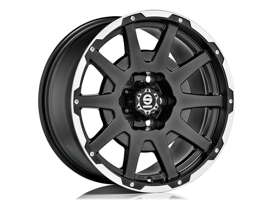 Sparco DAKAR 17x8.5 ET25 5x120 MATT BLACK LIP POLISHED+RIVETS